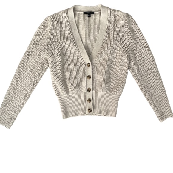 Ann Taylor Sweaters - Ann Taylor Cream V-Neck Cardigan Button Up Sweater